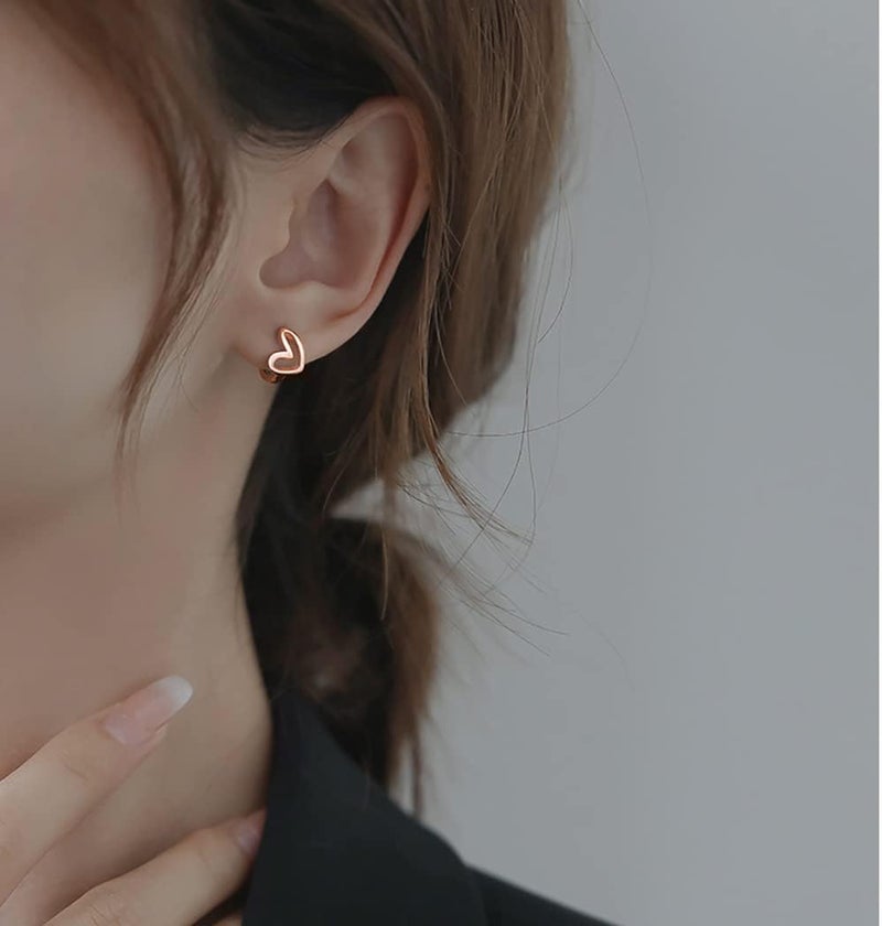 Reffeer Solid 925 Sterling Silver Love Heart Hoop Earrings for Women Teen Girls Heart Hoop Earrings Love Huggie - Image 3